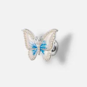 Uchwyt Motyl w kolorze biało-niebieskim i srebrnym z perłami