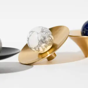 Gałka meblowa mosiężna Kielich K2 z kamieniem DO WYBORU