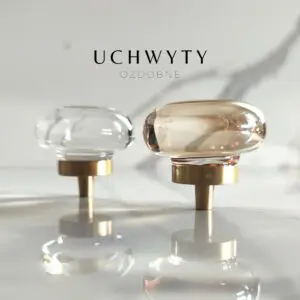 Uchwyt meblowy - gałka spłaszczona kryształ szampański