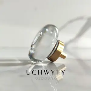 Uchwyt meblowy - gałka spłaszczona kryształ przeźroczysty