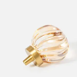Gałka meblowa ze skośnymi prążkami kryształ szampański