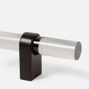 Uchwyt meblowy akryl dymiony 80 mm i nóżką czarny mat