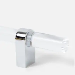 Uchwyt meblowy akrylowy przezroczysty 80 mm i srebrny połysk