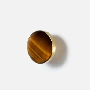 Gałka do mebli mosiężna z kamieniem kwarc oko tygrysa 39mm