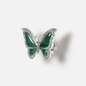 Uchwyt meblowy Motyl kolor zielony i srebrny z cyrkoniami