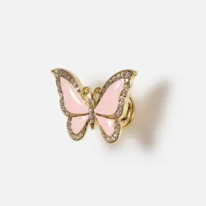 Uchwyt meblowy Motyl w kolorze różowym i złotym z cyrkoniami