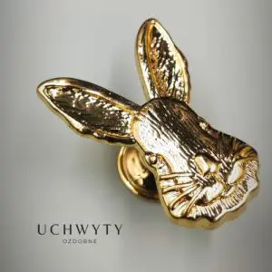 Gałka do mebli Królik 49x35mm w kolorze złotym