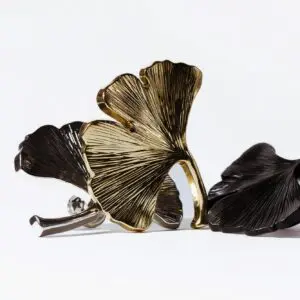 Gałka do mebli - duży liść miłorzębu 86x82mm prawy lub lewy kolor złoty