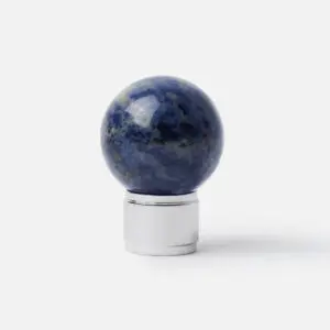 Gałka kulka kamienna na mosiężnej podstawce kolor srebrny