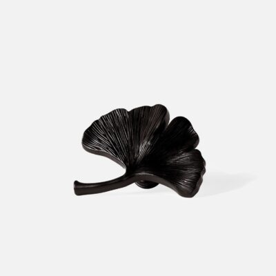 Gałka do mebli - duży liść miłorzębu 84x84mm kolor czarny