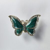 Galka-meblowa-Motyl-w-kolorze-zlotym-z-cyrkoniami-i-zielona-masa-perlowa
