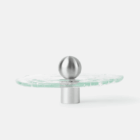 Uchwyt-artystyczny-szklany-srebrny-szczotkowany- i-szklo-przezroczyste-kulka-stal-nierdzewna